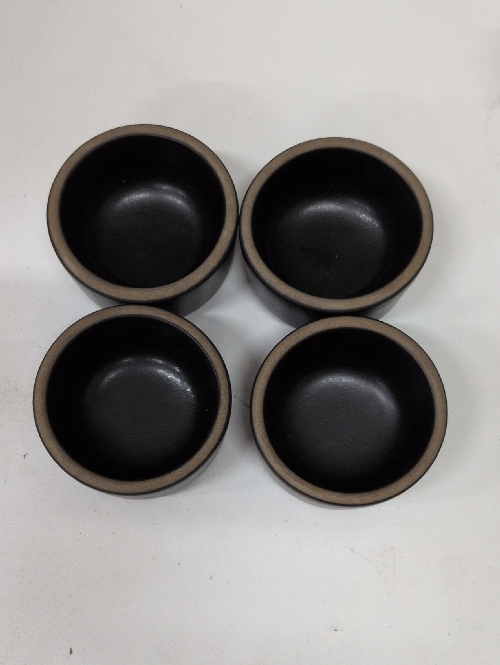 Heath Ceramics Plaza Set of 4 Small Black Ceramic Ramekins with Brown Rim